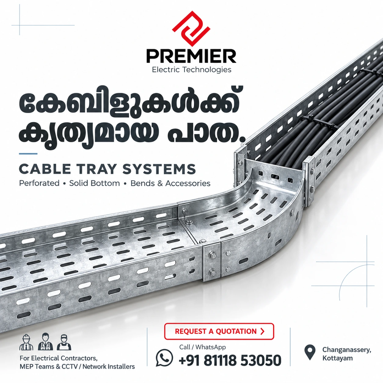 Premier Electric Technologies — Cable tray systems marketing poster